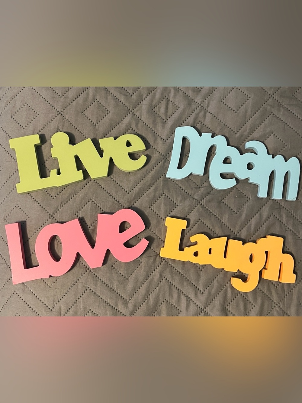 Set of 4 Colorful Wooden Word Signs - Live Dream Love Laugh - Nursery/Dorm Decor